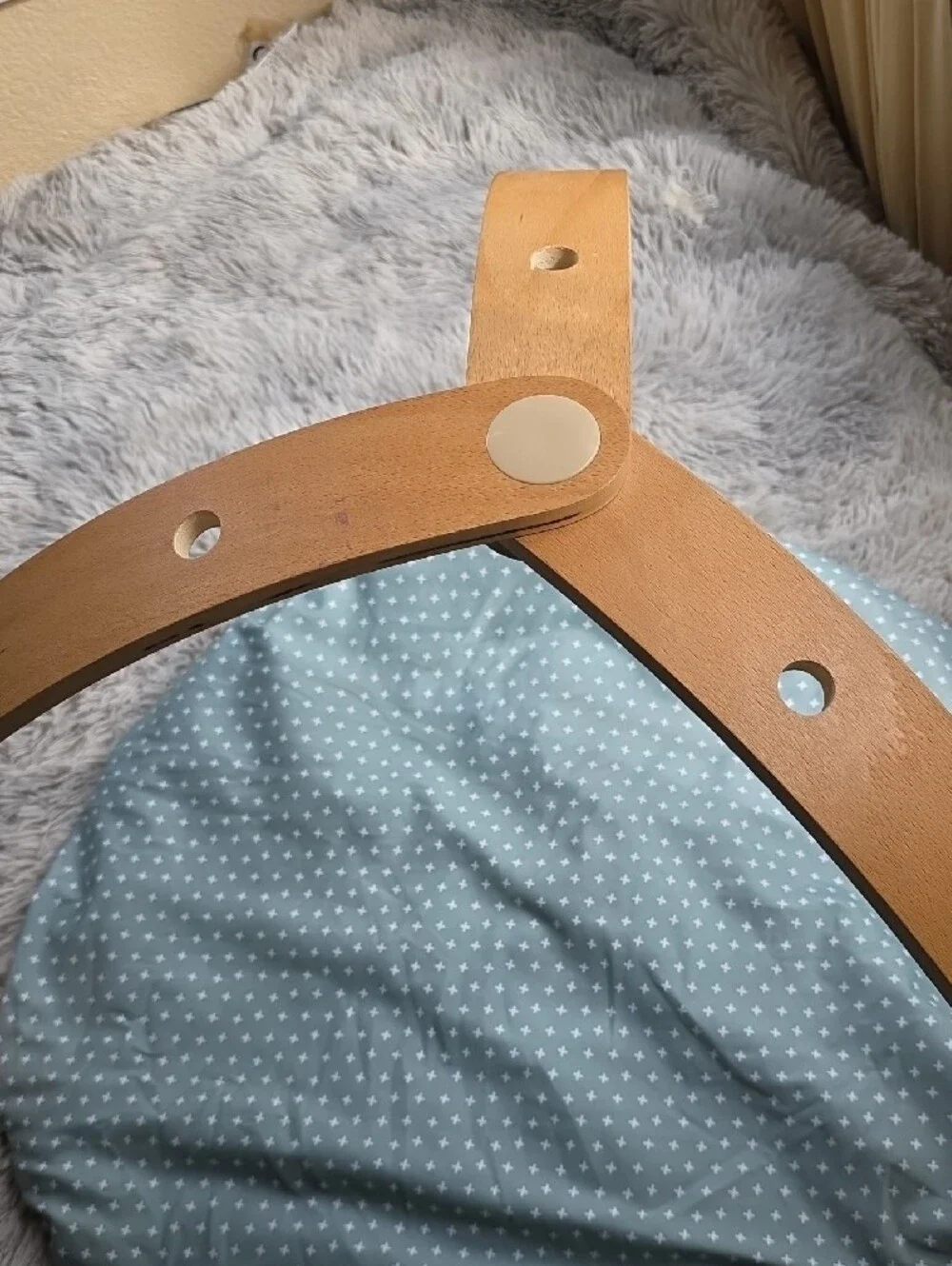Wooden Baby Play Arch with Light Blue Star Play Mat